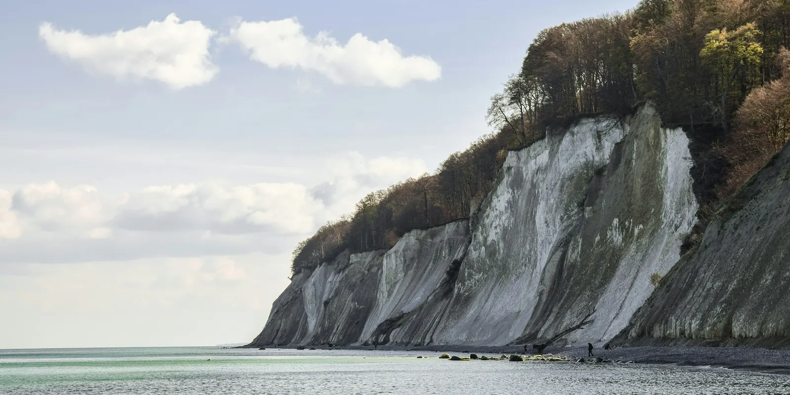 Kreidefelsen im Nationalpark Jasmund mit steinigem Ostseestrand
